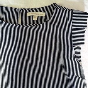 Navy Stripe Ruffle Top